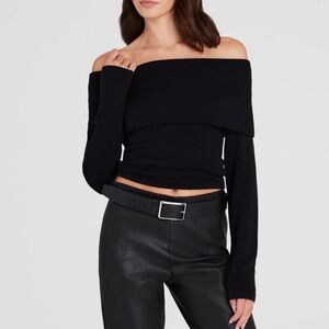 Club Monaco Off-The-Shoulder Cashmere Sweater (Black)